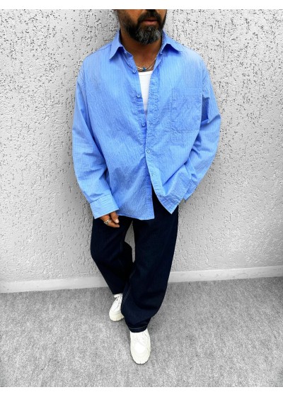 YENİ ÇİZGİLİ OVERSİZE GÖMLEK