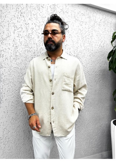 HAM KETEN OVERSİZE GÖMLEK